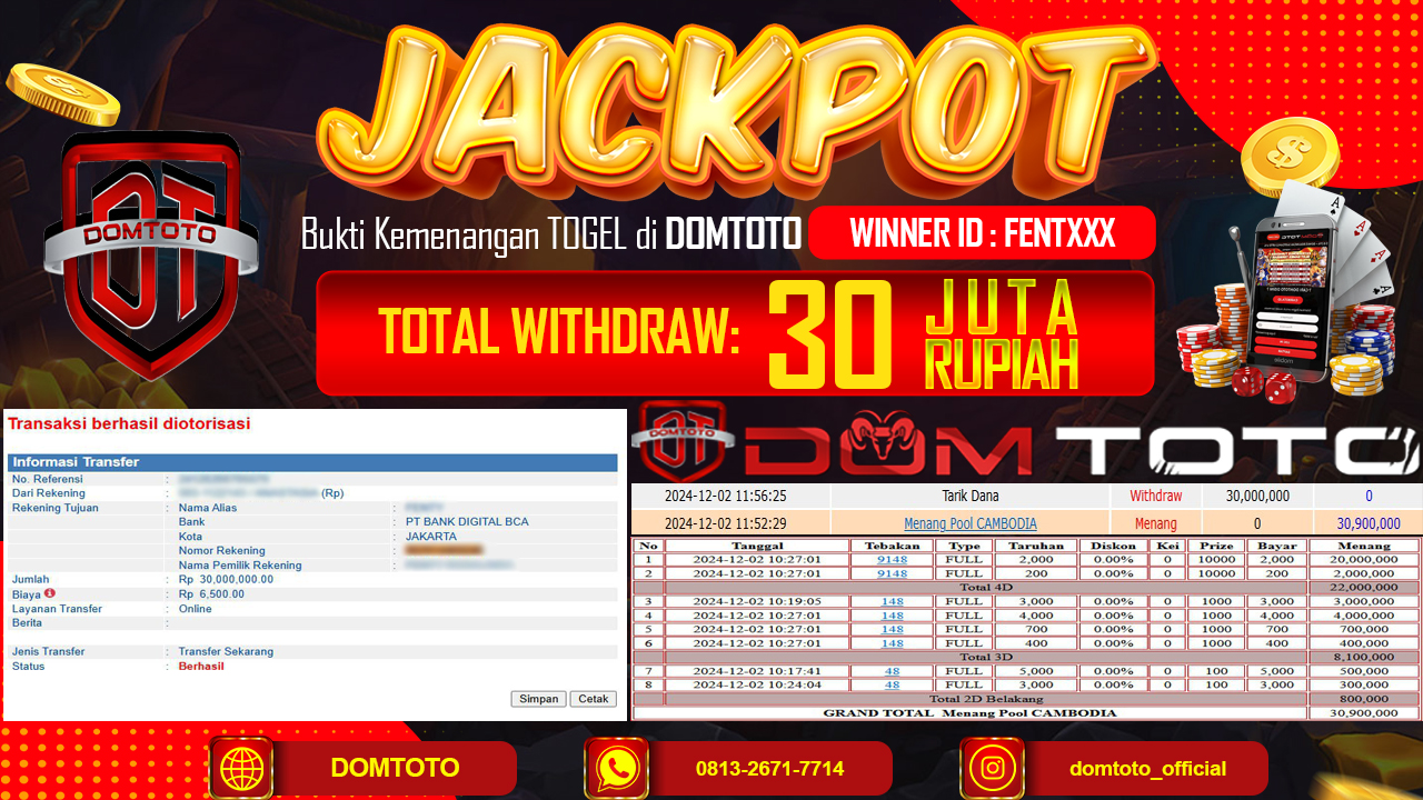 JACKPOT  TOGEL CAMBODIA 02 DESEMBER 2024